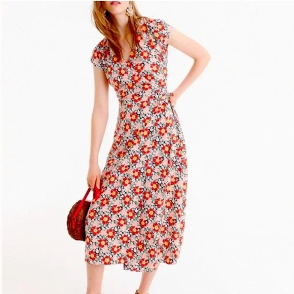 J. Crew Mercantile Easy Floral Wrap Midi Dress - Picture 2 of 9